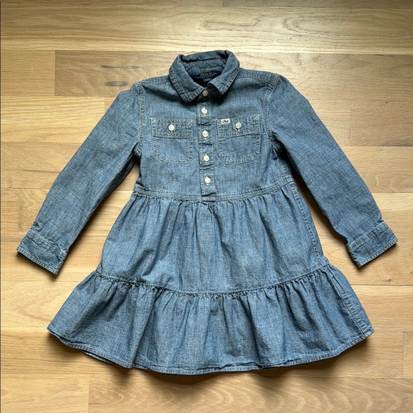 Girls’ Ralph Lauren Tiered Chambray Dress - Size 4 - Picture 1 of 4